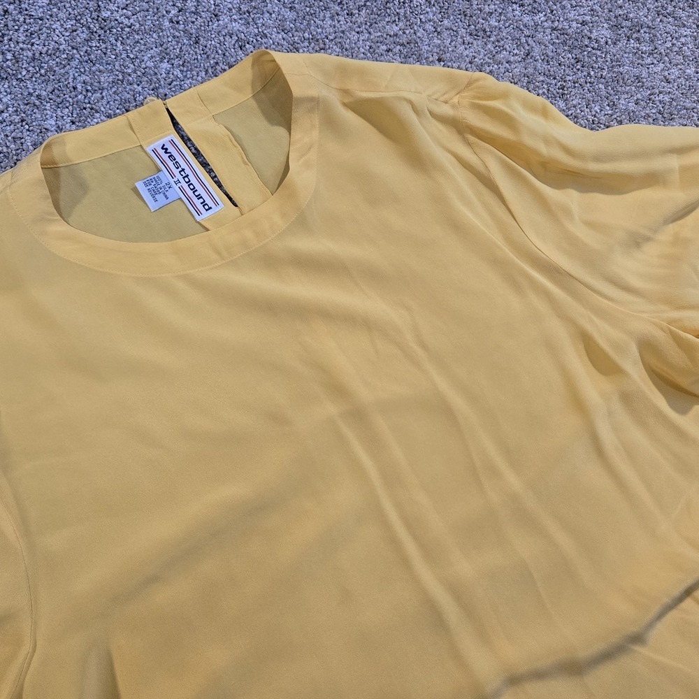 VINTAGE 90's SILK Westbound Womens 100%‎ Silk  Size 2XL Keyhole Back Yellow